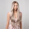 Youllyuu Platinum Blonde Synthetic Hair Wigs With White Highlight Dark Roots Long Wavy Cosplay Wig For Women view 4