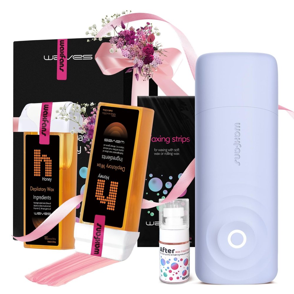 Waxfans Waxing Kit for Women,Roll on Wax Kit,Smart Roll on Wax Warmer,Upgrade Waxing Kit,About 15-minute Fast Heating,Easy Waxing:Suitable for Beginners Waxing at HomePurple