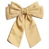 1pc Big Satin Pompom Hair Bows - Furling Large Retro Hair Clips for Women & Girls (Light Camel) view 1