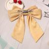 1pc Big Satin Pompom Hair Bows - Furling Large Retro Hair Clips for Women & Girls (Light Camel) view 3