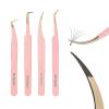 Ms.Queen Lash Tweezers for Eyelash Extensions,Precision 4Pcs Fiber Tip Grip 45 90 Degree L-Shaped Boot Curved Isolation Eyelash Tweezers Set view 1