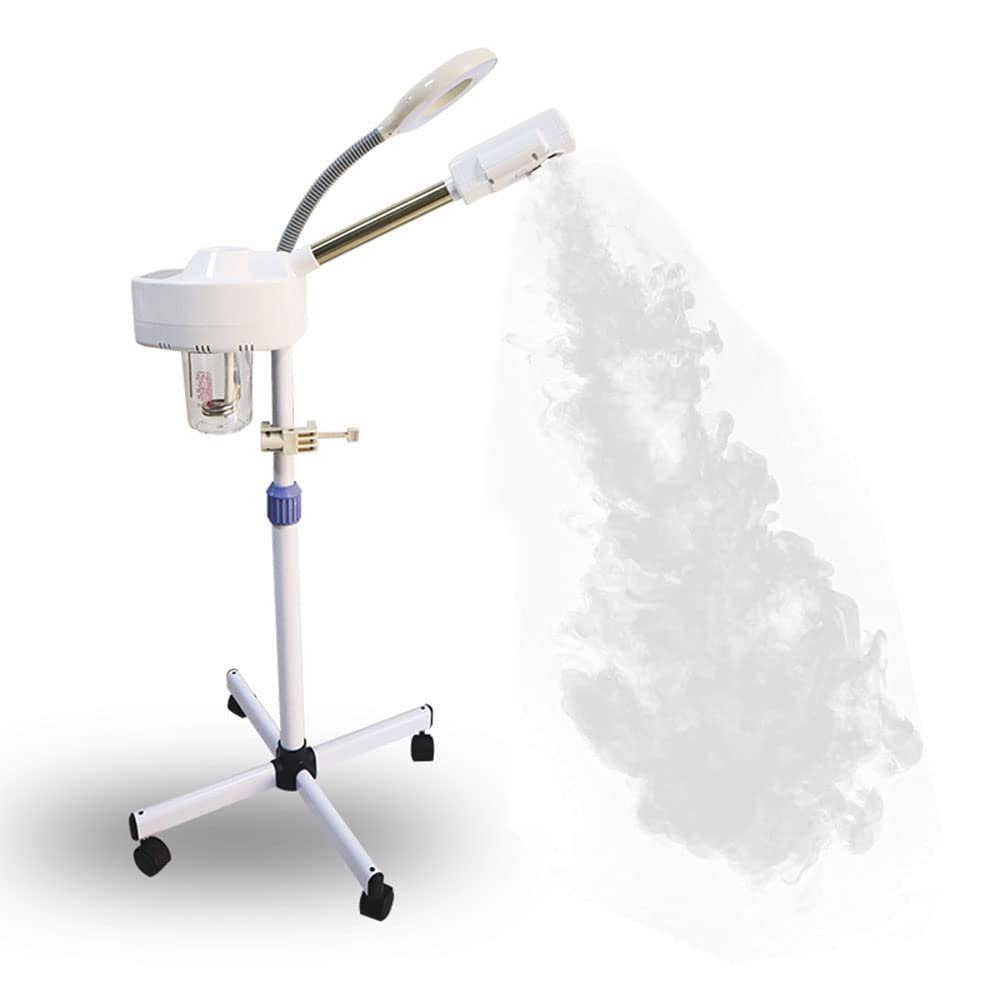 Facial Steamer on Wheel 2 in 1 Face Humidifier with Ozone for Spa Beauty Salon Home Esthetician Deep Cleaning