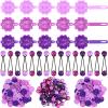 72 Pcs Hair Accessories Set: Plastic Self-Hinge Barrettes, Hair Balls, Bow Ties, Flower Clips for Girls, Baby, and Toddler (Purple, 80s 90s Inspired) view 1