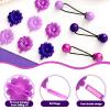 72 Pcs Hair Accessories Set: Plastic Self-Hinge Barrettes, Hair Balls, Bow Ties, Flower Clips for Girls, Baby, and Toddler (Purple, 80s 90s Inspired) view 3