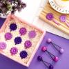 72 Pcs Hair Accessories Set: Plastic Self-Hinge Barrettes, Hair Balls, Bow Ties, Flower Clips for Girls, Baby, and Toddler (Purple, 80s 90s Inspired) view 4