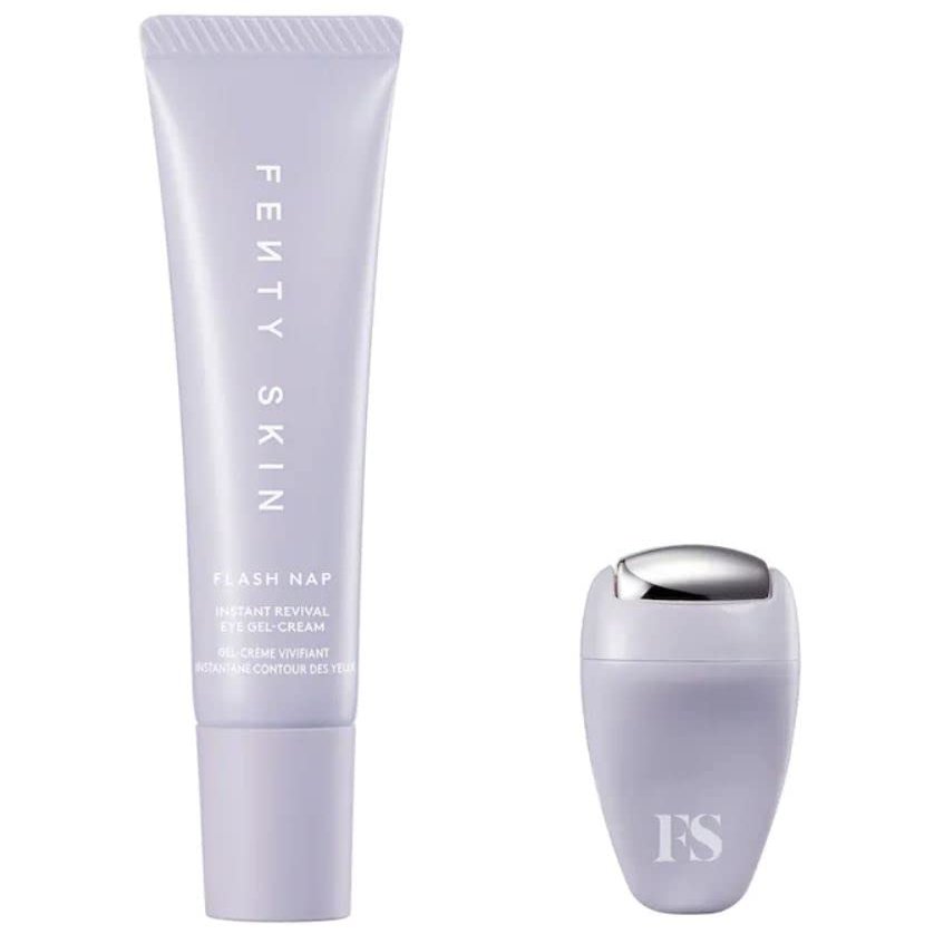 Fenty Skin Flash Nap Instant Revival Priming Eye Gel-Cream With Green Tea + Persian Silk Tree 0.5 oz/ 15 mL + Eye Massage Tool