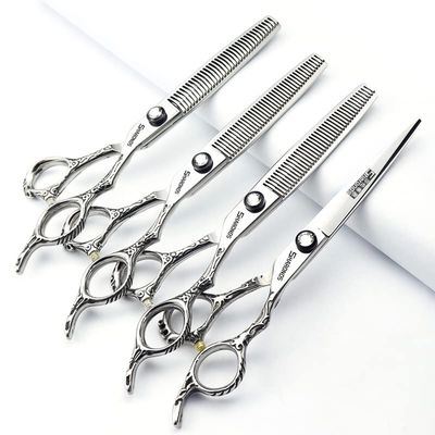 6/7 Hair cutting Scissors/Hair scissors - Hairdresser Scissors Barber Scissors Razor Sharp Stainless Steel Shear (Silver) (6.5-inch 4pc)