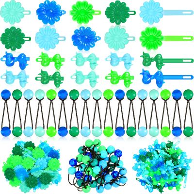 Hoteam 100 Pcs Self Hinge Plastic Hair Clips Hair Barrettes for Girls Bows Clips Flower Barrettes Retro Assorted Hairs Accessories Set for Toddler Baby Girl(Blue, Green)