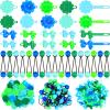 Hoteam 100 Pcs Self Hinge Plastic Hair Clips Hair Barrettes for Girls Bows Clips Flower Barrettes Retro Assorted Hairs Accessories Set for Toddler Baby Girl(Blue, Green) view 1