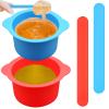 2 Silicone Wax Melt Liners & Non-Stick Reusable Hair Removal Wax Melt Bowls with 2 Sticks for Wax Warmer (Blue, Red) view 1