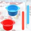 2 Silicone Wax Melt Liners & Non-Stick Reusable Hair Removal Wax Melt Bowls with 2 Sticks for Wax Warmer (Blue, Red) view 2