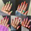 Meranti Colors Press On False Nails Medium Length Square Full Cover Acrylic Fake Nails Removable Summer Fashion Ballerina Nails for Nail Salons and Home DIY Nail Art 24 PCS (JP2072 Light Purple) view 3