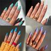 Meranti Colors Press On False Nails Medium Length Square Full Cover Acrylic Fake Nails Removable Summer Fashion Ballerina Nails for Nail Salons and Home DIY Nail Art 24 PCS (JP2072 Light Purple) view 4