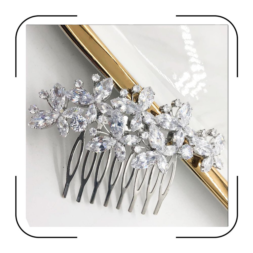 Butterfly Crystal Bridal Hair Comb Cubic Zirconia Silver Wedding Hair Accessories for Bride Rhinestone Hairpiece for Bridal Hairstyles