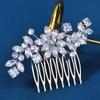 Elegant Zirconia Floral Hair Comb for Brides | Silver Wedding Hairpiece | Sparkling Crystal Bridal Hair Accessories for Women view 3