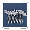 Elegant Silver Bridal Hair Comb with CZ Crystal Floral Leaf Design Wedding Hair Accessories for Bride Vintage Rhinestone Hair Piece for Women view 1