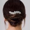 Elegant Silver Bridal Hair Comb with CZ Crystal Floral Leaf Design Wedding Hair Accessories for Bride Vintage Rhinestone Hair Piece for Women view 3