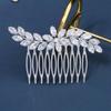 Elegant Silver Bridal Hair Comb with CZ Crystal Floral Leaf Design Wedding Hair Accessories for Bride Vintage Rhinestone Hair Piece for Women view 4