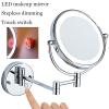 KEYQEEN Touch Dimmable LED Makeup Mirror with Lights and 1X/10X Magnification, Lighted Double Sided Shaving Mirror Bathroom Wall Mounted Extendable Vanity Mirror,Rose Gold,Plug in view 2