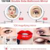 KEYQEEN Touch Dimmable LED Makeup Mirror with Lights and 1X/10X Magnification, Lighted Double Sided Shaving Mirror Bathroom Wall Mounted Extendable Vanity Mirror,Rose Gold,Plug in view 4