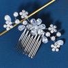 Sparkly Wedding Hair Accessories for Bride Crystal Hair Comb Silver Floral Hair Pieces CZ Crystal Wedding Headpiece view 3