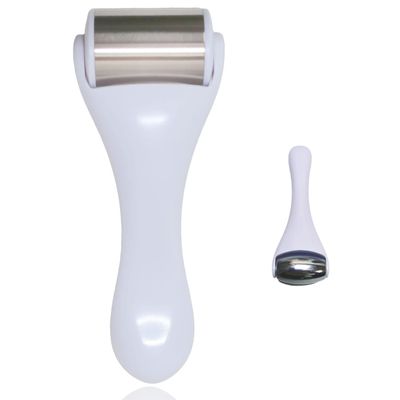 Hysotok Ice Roller & Massager for Face & Eyes - Stainless Steel, 2 Pcs, Pain Relief, Dark Circles, Migraine (White)