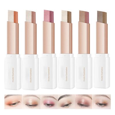 MoriAction Glitter Gradient Eyeshadow Stick Two Tone, Two-tone Shimmer Gradient Eyeshadow Stick Double Colors Eyeshadow Stick Waterproof Glitter Eye Stick Eyeshadow Pen for Women Eye Makeup