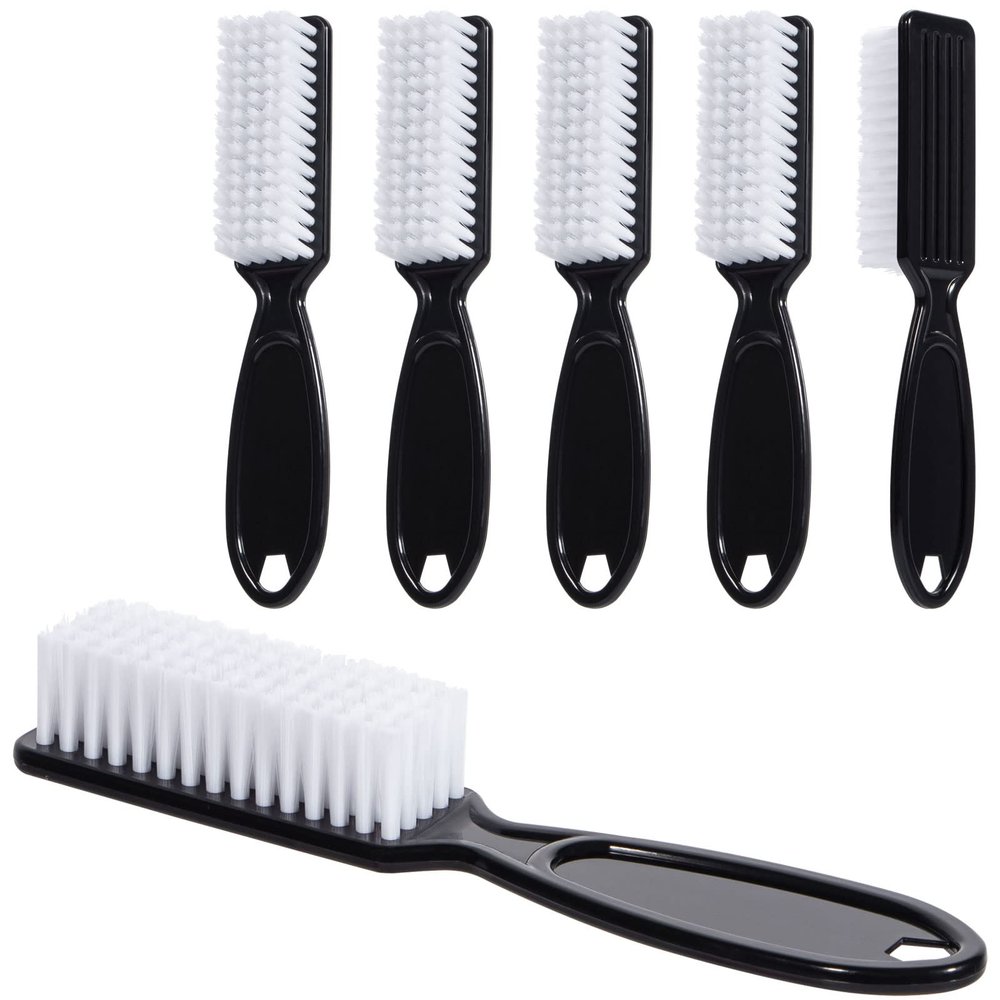 Black Nail Brush Fingernail Cleaner, ZUFUGHJK 6 Pcs fingernail cleaning brush Fingernail Scrub Nail Brushes with Handle Grip Hand Pedicure Scrubbing kit for Nails and Toes