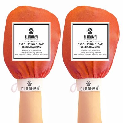 Elbahya Exfoliating Mitt Body Kessa Hammam (Orange Pack of 2)