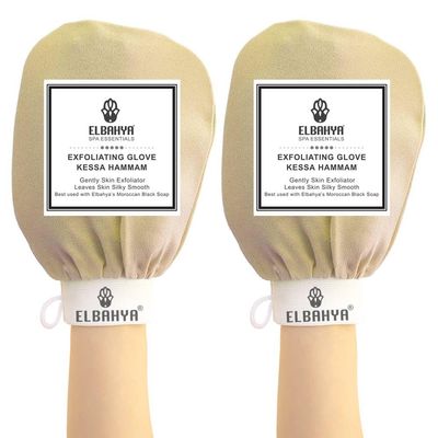 Elbahya Exfoliating Mitt Body Kessa Hammam (Gold Pack of 2)