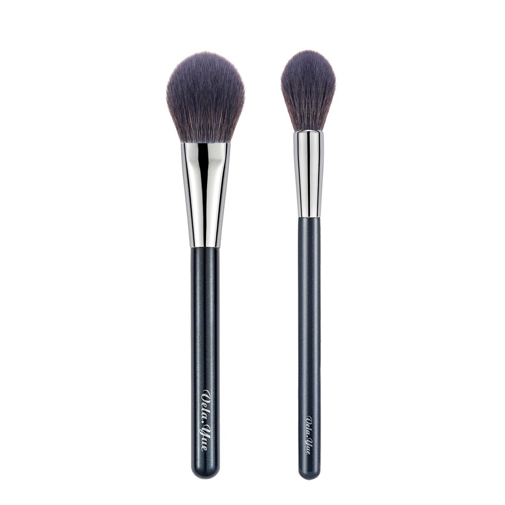Vela.Yue Powder Brushes 2pcs Precision Makeup Brushes Set for Face Powder Blusher Highlighters Luminizers Cosmetics Beauty Tools Kit