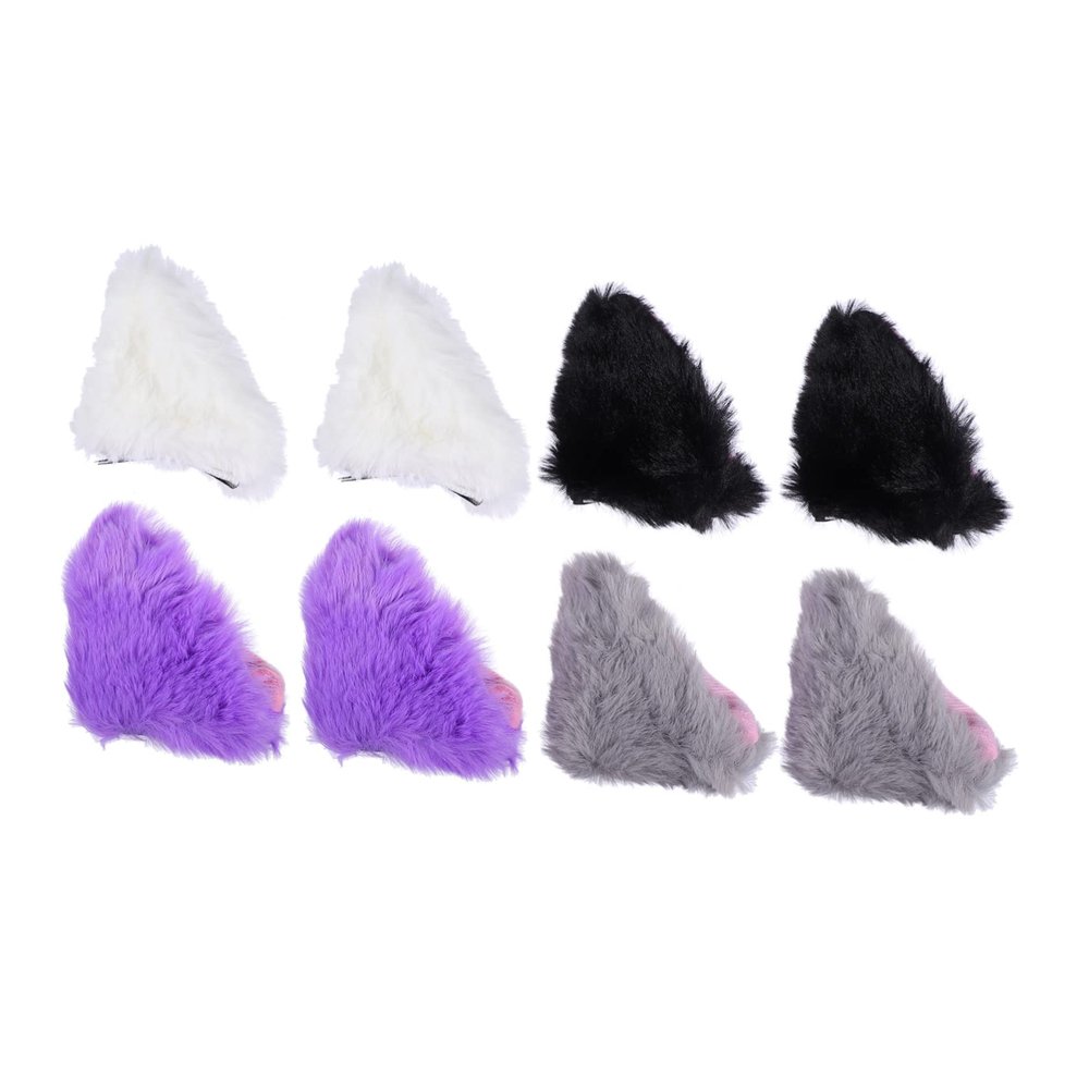 BIUDECO 8pcs Cat Ears Hair Clips Furry Ear Hairpin for Halloween Cosplay Cute Accessories for Boys and Girls and Adults and Hair Barrettes for Parties and Daily Wear