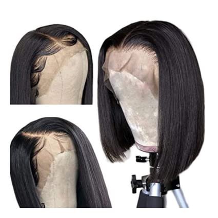10 Straight Bob Wig 13x4 HD Lace Pre Plucked Human Hair Lacefront Wig Brazilian Straight human Hair Wigs For Women Bleached Knots(10inch)