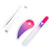 BONA FIDE BEAUTY Glass Nail File Manicure Set, Comfort Grip Ergonomic Drop Ergofile (Pink/Violet) Czech Glass with Glass Cuticle Pusher (Clear), Elegant Gift Nail Care Tools view 1