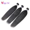 10 10 10 Inch Yaki Straight Human Hair Weave Brazilian Kinky Straight Hair Bundles sew in Real Unprocessed Virgin Weft Relaxed Hair Extensions No Tangle No Shedding Yuyongtai 1B Color Bundles view 3