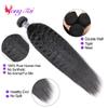 10 10 10 Inch Yaki Straight Human Hair Weave Brazilian Kinky Straight Hair Bundles sew in Real Unprocessed Virgin Weft Relaxed Hair Extensions No Tangle No Shedding Yuyongtai 1B Color Bundles view 4