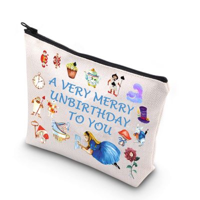 BDPWSS Fairy Tales Makeup Bag a Very Merry Unbirthday To You Cosmetic Bag For Family Friend (Merry birthday you)