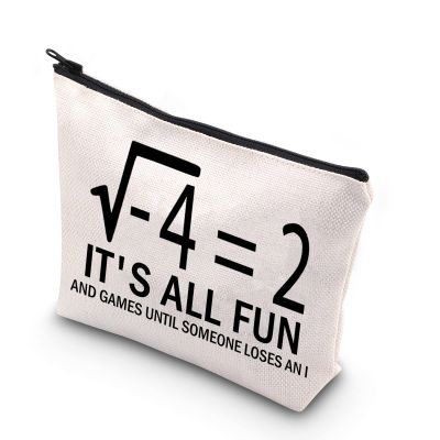 BDPWSS Math Teacher Makeup Bag Funny Math Lover Gift It's All Fun And Games Until Someone Loses An i Math Geek Gift (Fun loses I)