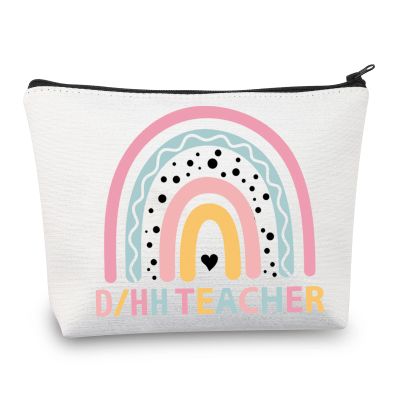 BDPWSS Deaf Education Teacher Gift D/HH Teacher Deaf Hard Of Hearing Gift ASL Teacher Gift SPED Makeup Bag for Teacher (DHH teacher)