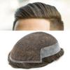 Toupee For Men Hair Replacement System Swiss Lace With PU Mens Toupee Bleached Knots Lace Front Hairpiece For Men 100% European Remy Human Hair Unit 8"x10"#410 Medium Brown with 10% Gray-120% density view 1
