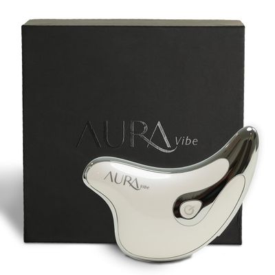 Aura Vibe 2023 Electric Gua Sha Device - Sculpting Tool for Neck & Facial Lift - Lymphatic Drainage Massager for Tension Relief - Awakens Skin, Reduces Signs of Aging, Improves Texture