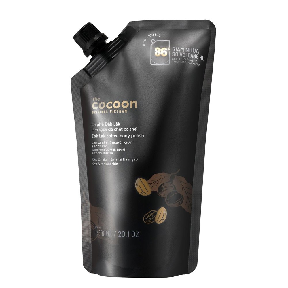 Cocoon Dak Lak Coffee Body Polish with Coconut & Shea Butter. 100% Vegan Exfoliating Scrub for Smooth & Glowing Skins | Reduce Stretch Marks, Acne & Cellulite | Gift for Coffee Lovers (20.29 fl oz)