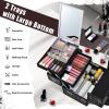 Joligrace Makeup Train Case Portable Makeup Case Organizer 2 Trays Cosmetic Box Storage with Mirror Lockable with Key for Cosmetics Nail Tech Traveling Makeup Travel Box Punk Love Hearts view 4