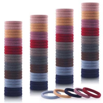 100PCS 2 Inches Dark Hair Ties for Women Girls, Sublaga Seamless Thick Hair Band, Elastic Hair Ties No Damage Ponytail Holder (Dark color)
