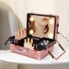 BJTDLLX Makeup Train Case, 2-layer Train Makeup Case with LED Lights and Mirror, Travel Makeup Train Case Makeup Bag Cosmetic Organizer Box Makeup Case, Large Makeup Artist Organizer Kit (Rose Gold) view 2
