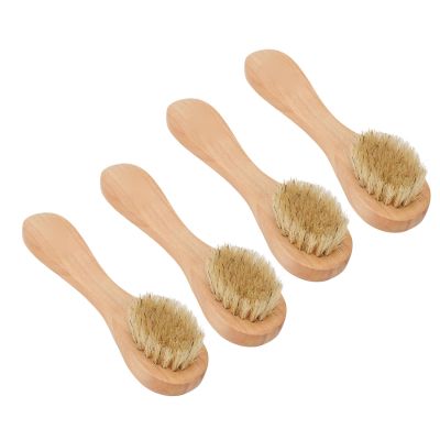 Dry Brush for Face for Radiant Skin, 4pcs Exfoliating Face Brush Set Portable Wooden Handle Soft Hair Facial Massage Cleansing Brush for Men and Women