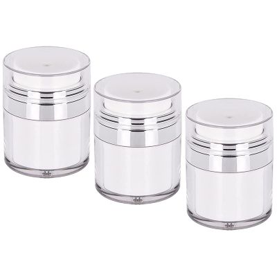 Jeshowmen Airless Pump Jar  3pcs Moisturizer Container with Airless Pump - Cream Jar Vacuum Bottle Dispenser for Travel Essentials (Large(3.6))