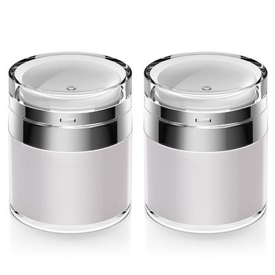 Airless Pump Jar, 1.7 oz Airless Pump Bottles, Travel Lotion Container Vacuum Dispenser for Cream Leak-Proof TSA-Friendly Design Keeps Cream Fresh Multi-Purpose for Lotion, Sunscreen (2 Pack)