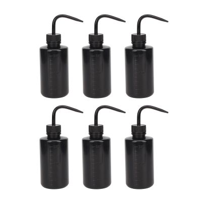 ZJchao 6pcs Empty Squeeze Bottle, 250ml Wash Bottle Cleaning Plastic Squeeze Bottle with Narrow Mouth for Tattooist, Green Soap Squirt Bottle Succulent Watering Can (Black)