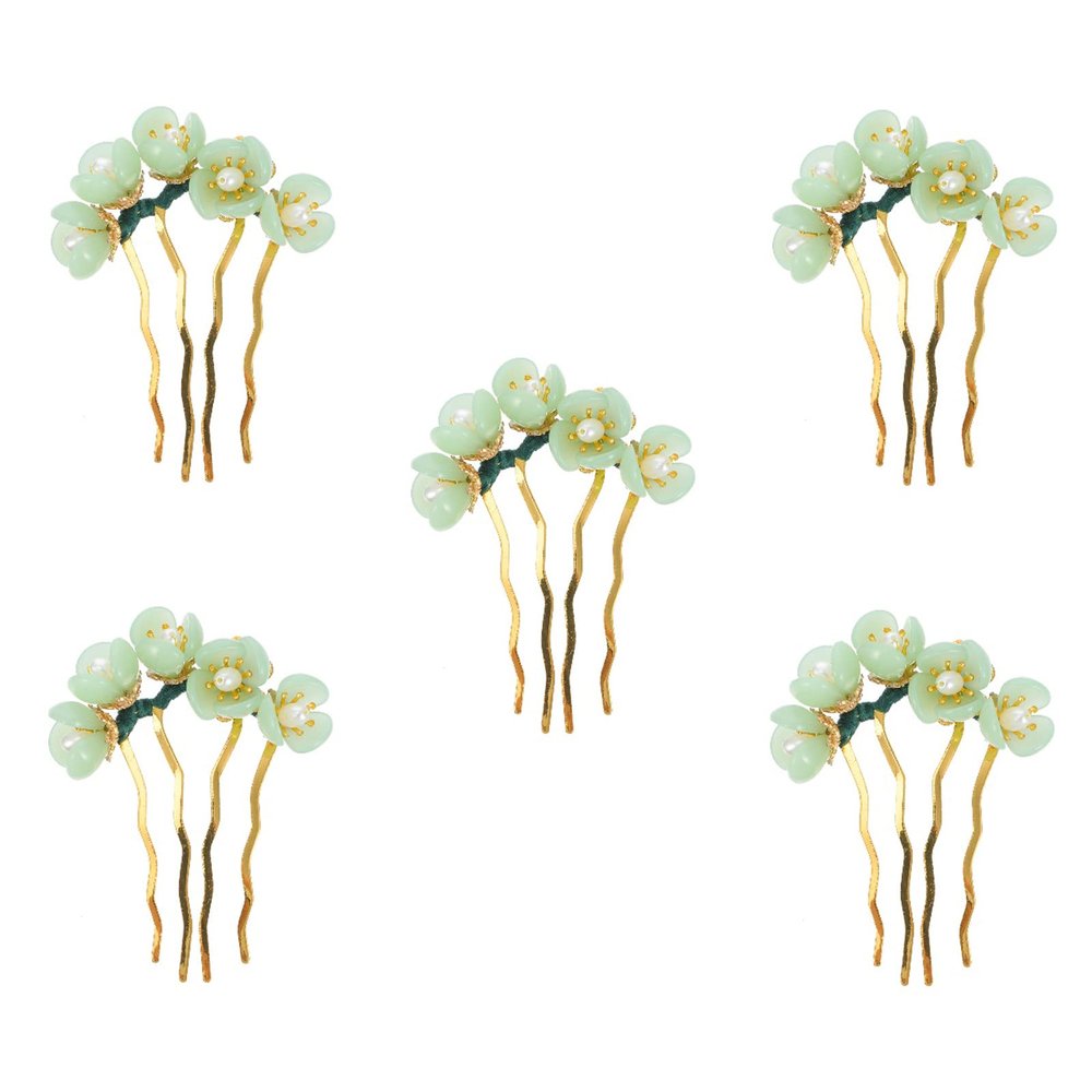 Beaupretty Jade Hair Pins Set with Lotus Flower Tassel Traditional Chinese Decorative Hair Accessories for Women Party Daily Styling